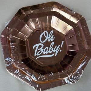 Oh Baby! Metallic Rose Gold Party Plates - Multi size Pack all new disposable